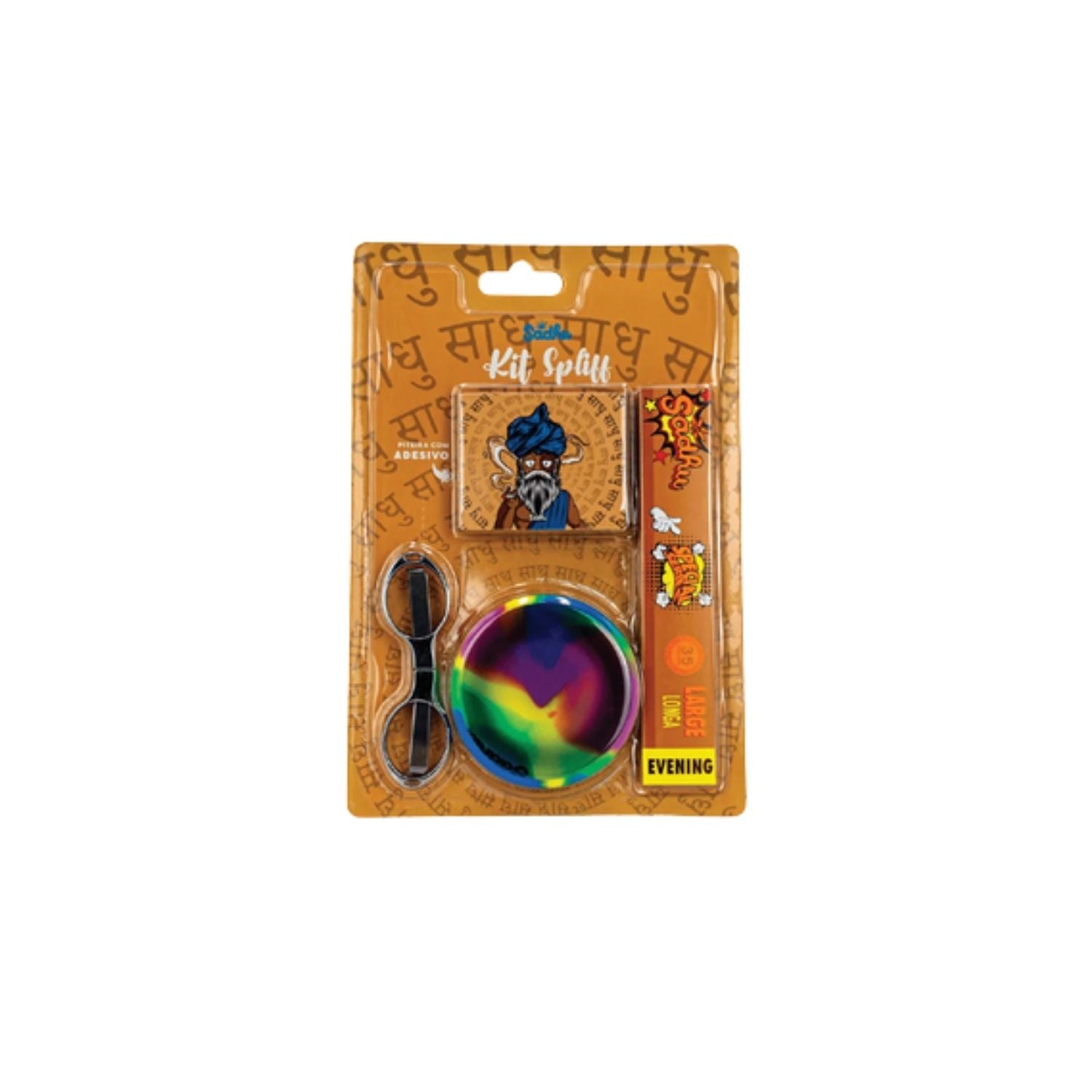 Kit Spliff Sadhu com Cuia de Silicone, Tesoura, Seda e Piteira de Papel