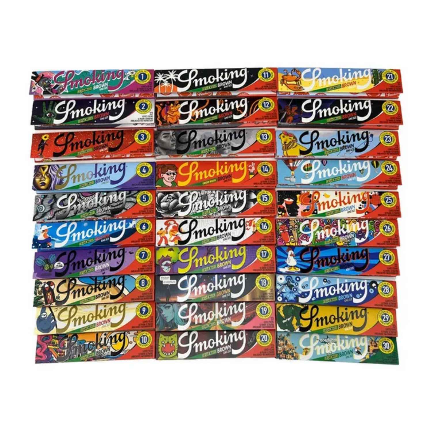 Display de Seda Smoking Brown Brasil Limitada 30 Estampas - 50 Livretos
