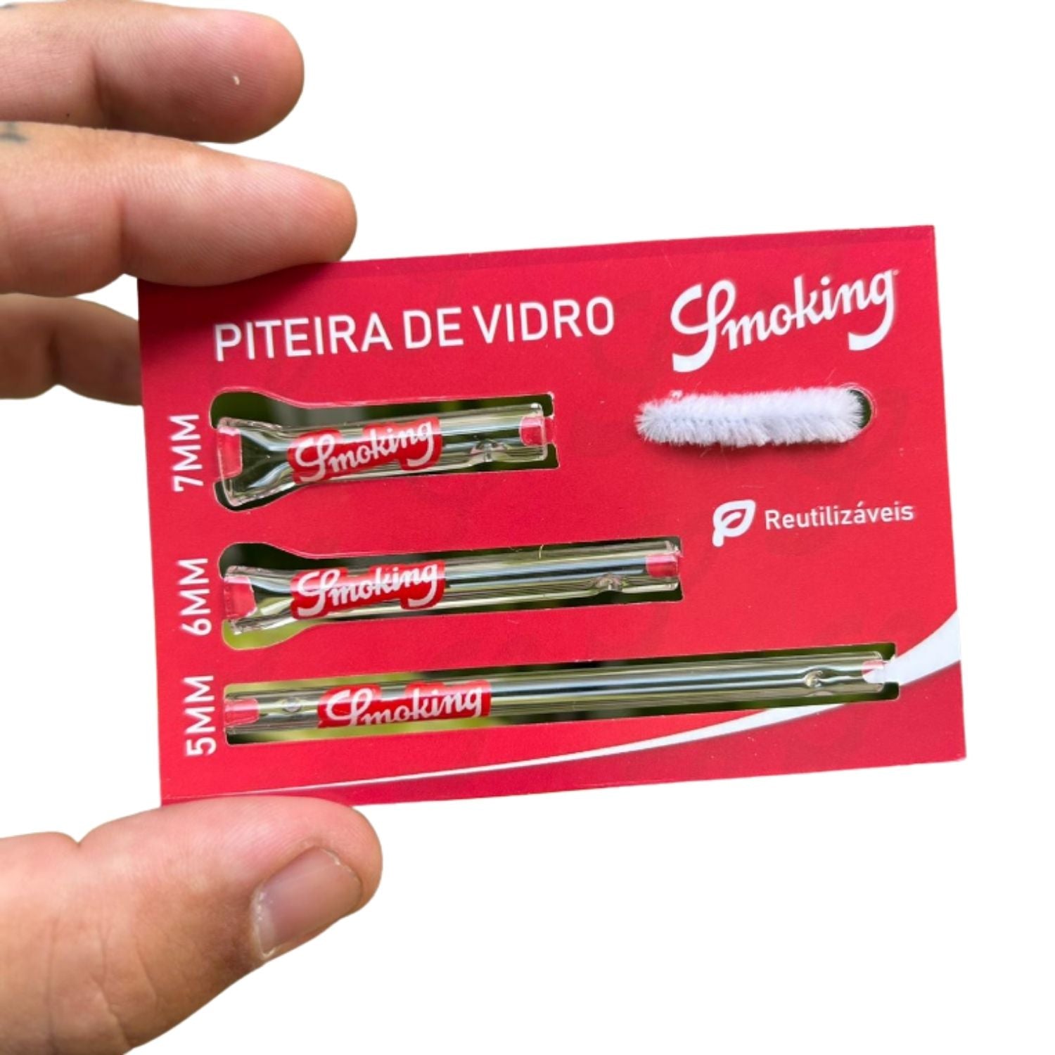 Piteira de Vidro Smoking Pack com 3 Tamanhos 7mm, 6mm e 5mm