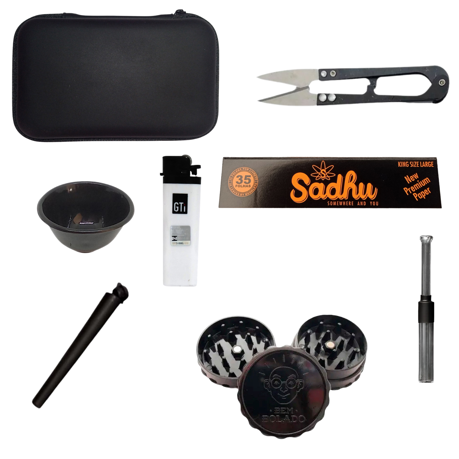 Kit All Black Preto com Case Bag Estojo e 7 itens
