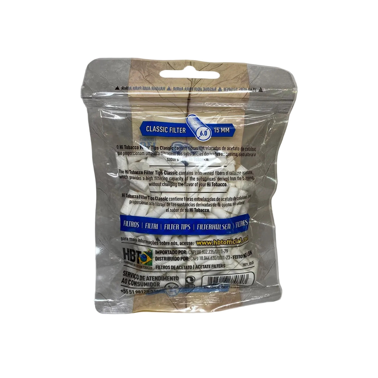 Filtro Hi Tobacco Slim Size 6x15mm com 130 unidades