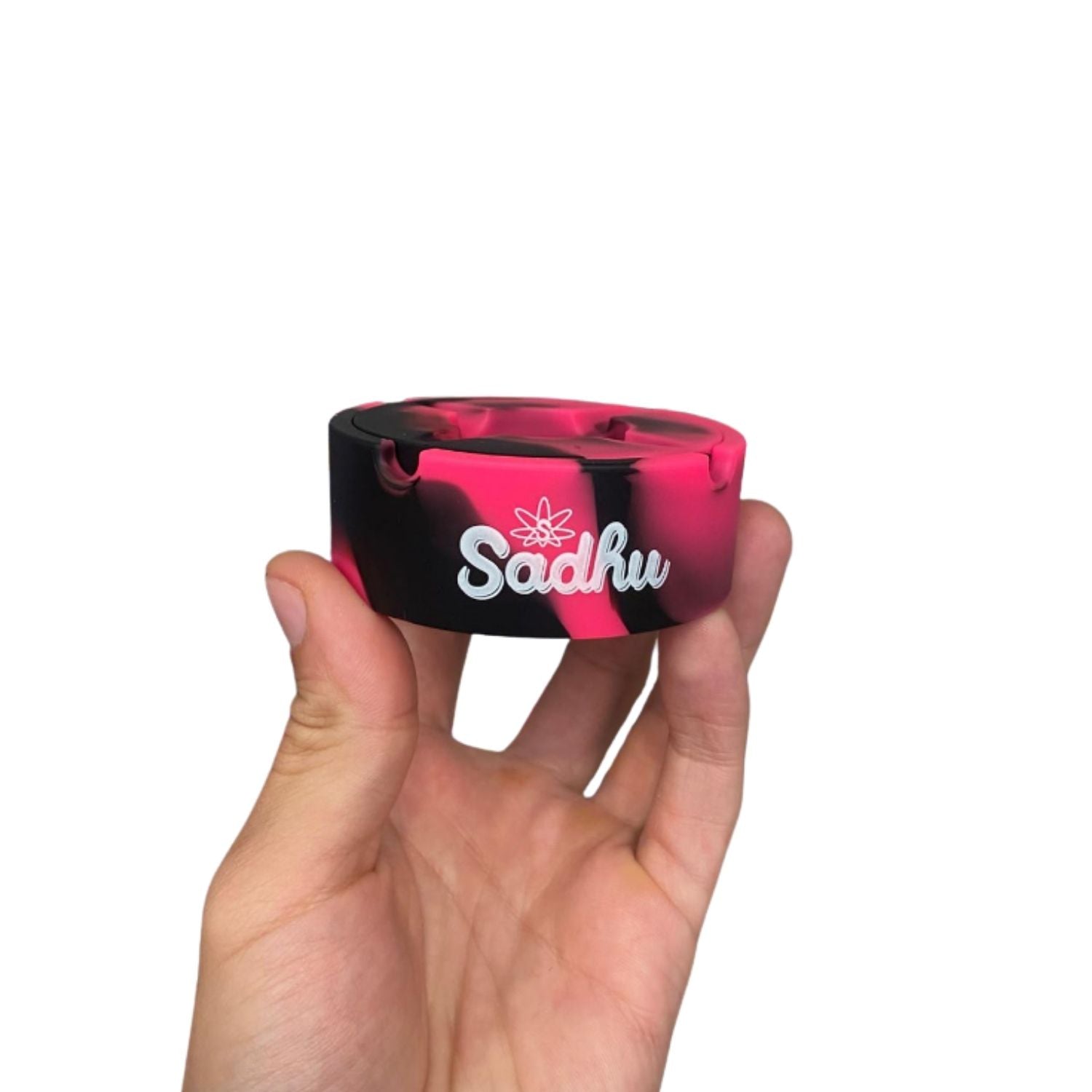 Cinzeiro de Silicone Sadhu com Tampa - 10,5cm Vinho e Preto
