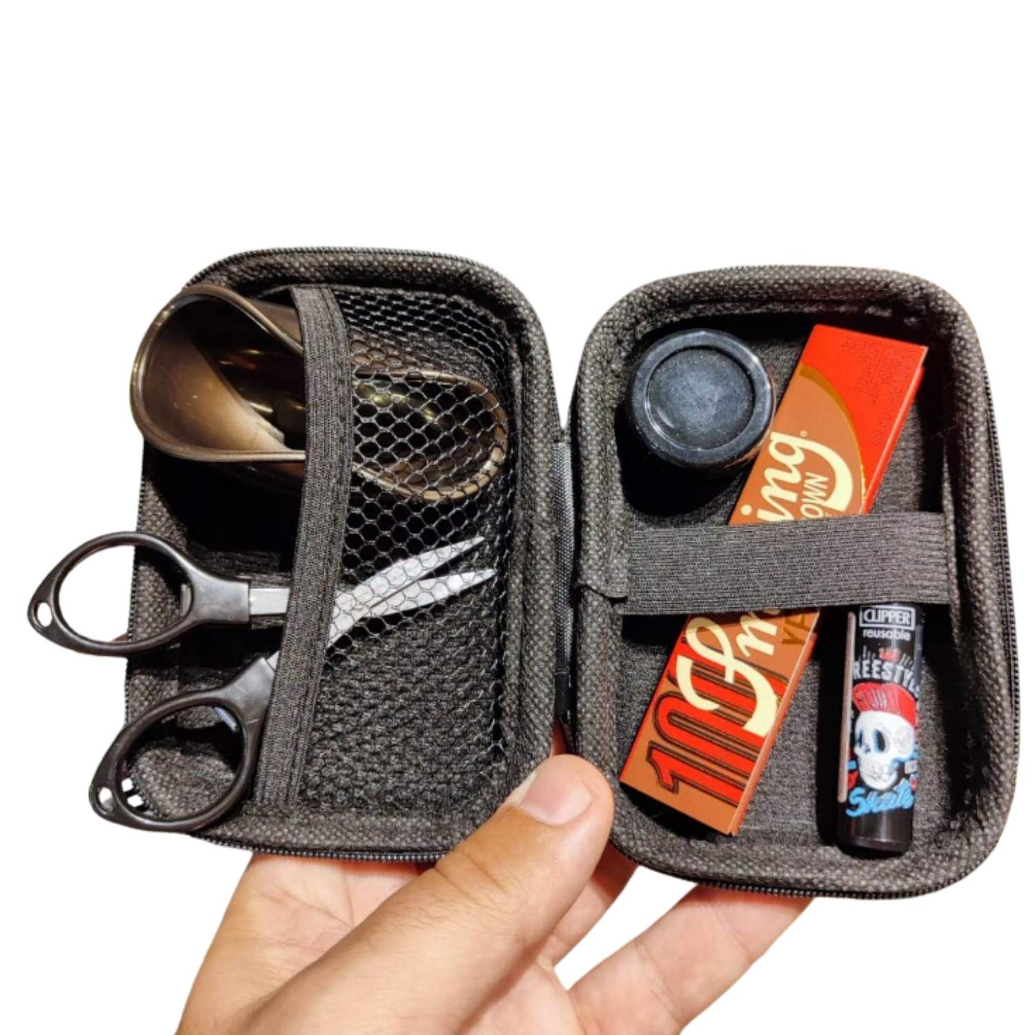 Kit Clipper Completo com Cuia e Tesoura Dobrável Slick e Seda Smoking