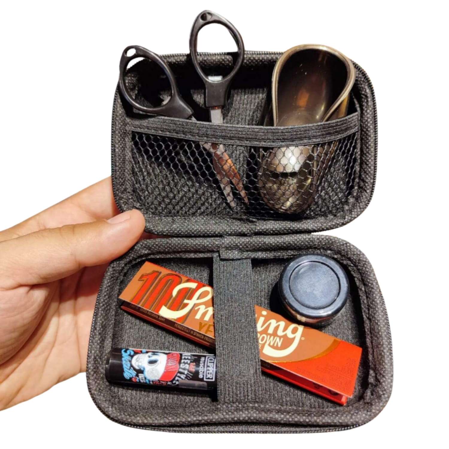 Kit Clipper Completo com Cuia e Tesoura Dobrável Slick e Seda Smoking